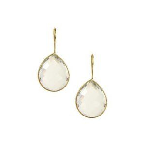 New Clear Quartz 18k Gold-Plated Teardrop Earrings